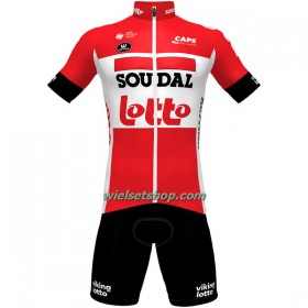 Fietskleding (Fietsshirt + Korte Koersbroek) 2022 Lotto-Soudal - Rood Wit